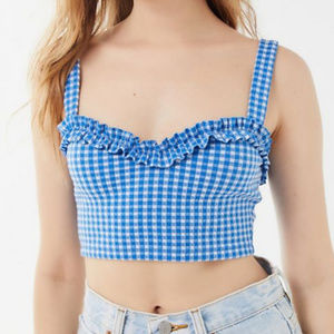 UO Glenda Gingham Cropped Tank Top - Small